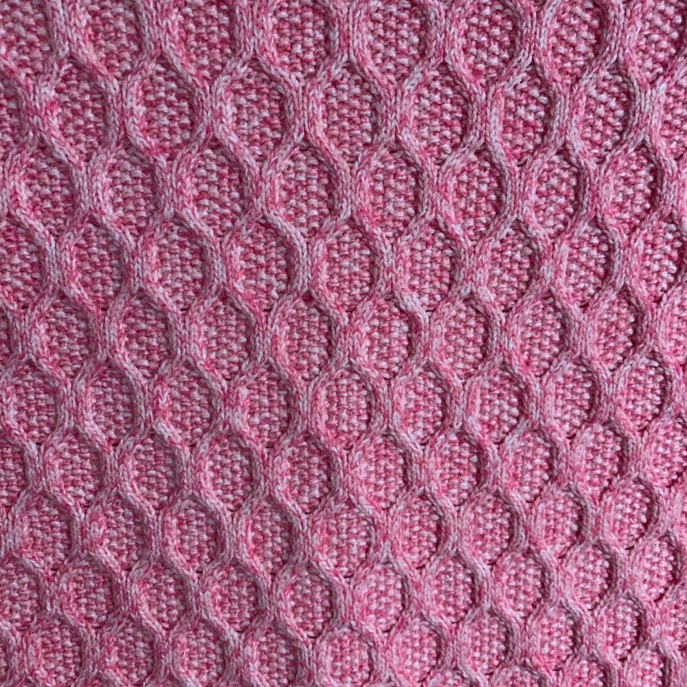 Talbots Honeycomb Cable Knit Women's Medium Pink Mock Neck Pullover Sweater EUC - Picture 8 of 15